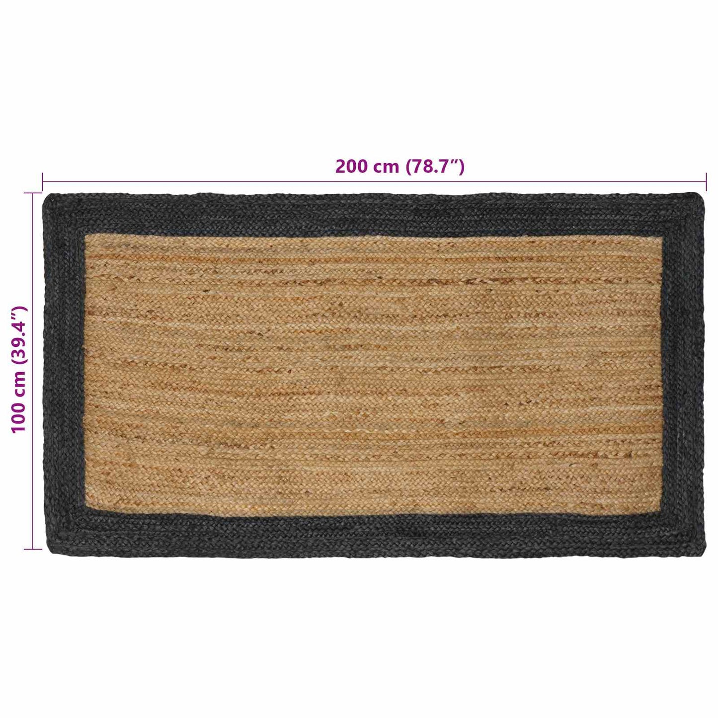 vidaXL Area Rugs Dark Grey 100 x 200 cm Jute
