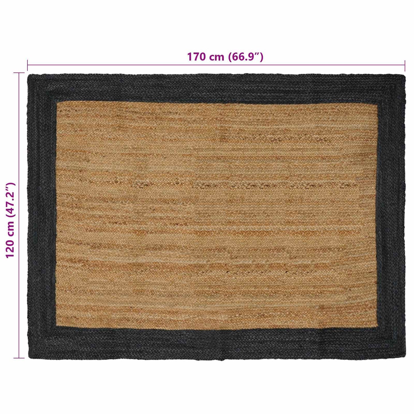 vidaXL Area Rugs Dark Grey 120 x 170 cm Jute