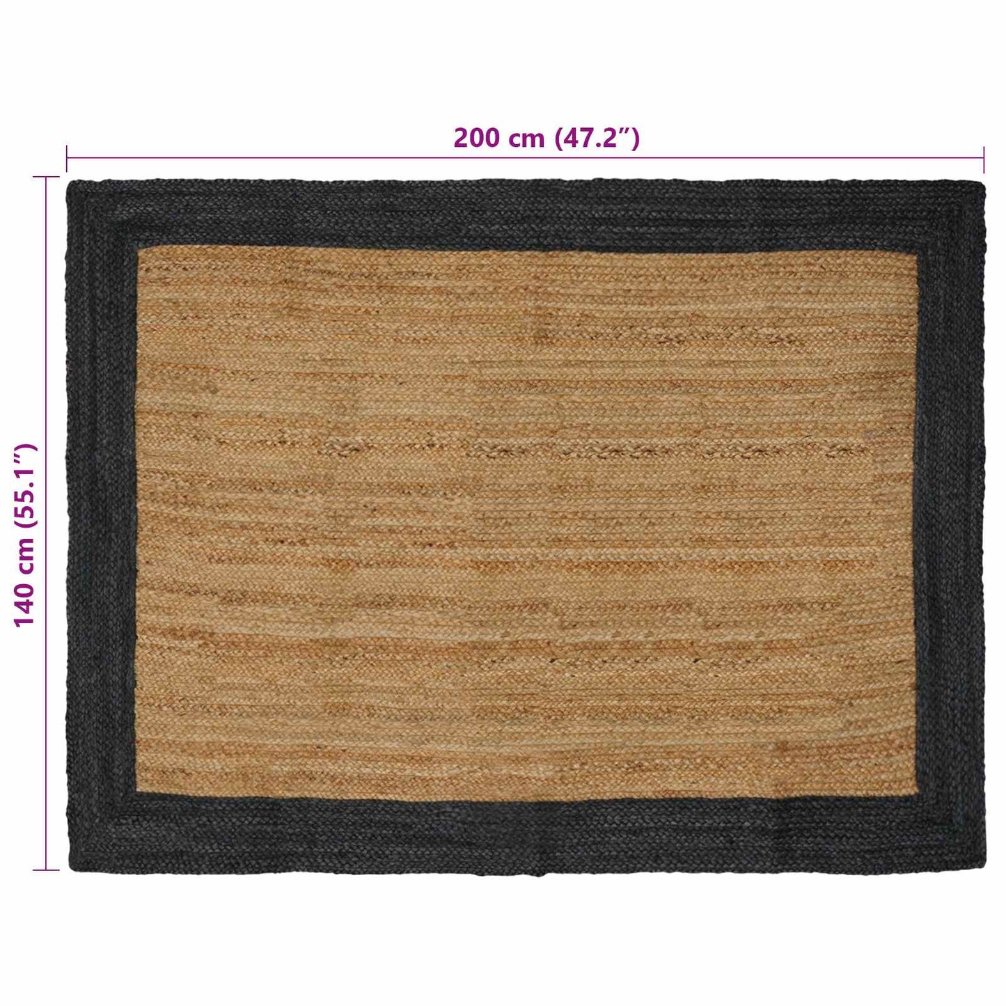 vidaXL Area Rugs Dark Grey 140 x 200 cm Jute