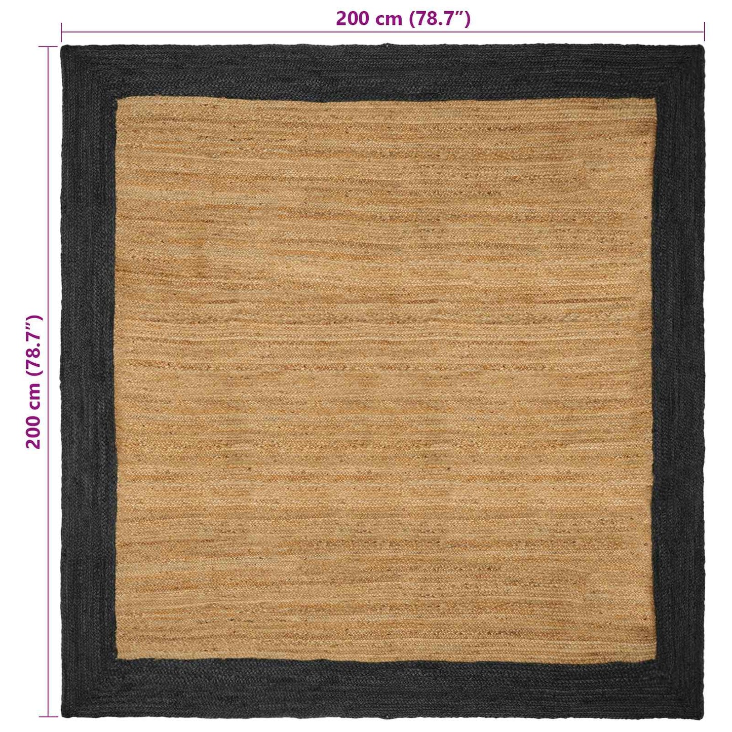 vidaXL Area Rugs Dark Grey 200 x 200 cm Jute