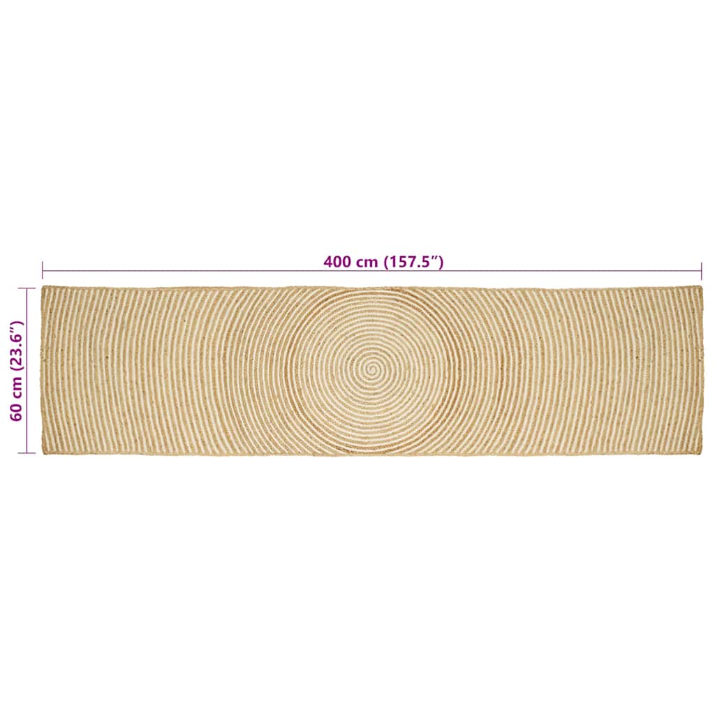 vidaXL Area Rugs White 60 x 400 cm Jute