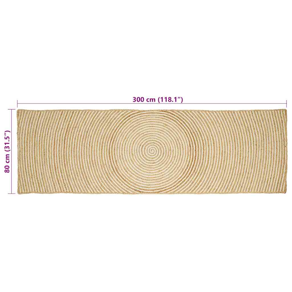 vidaXL Area Rugs White 80 x 300 cm Jute