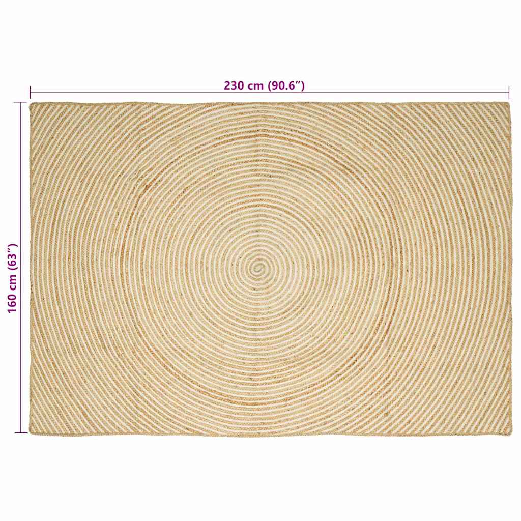 vidaXL Area Rugs White 160 x 230 cm Jute