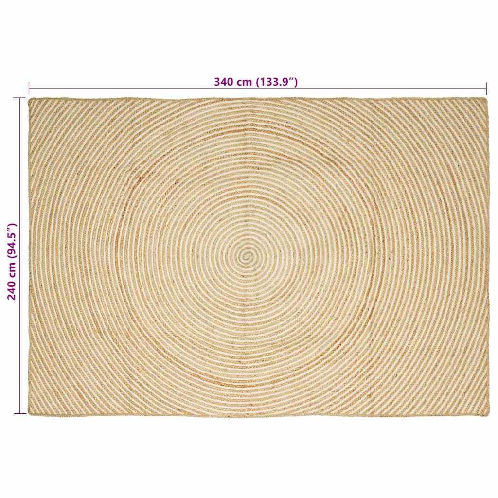vidaXL Area Rugs White 240 x 340 cm Jute