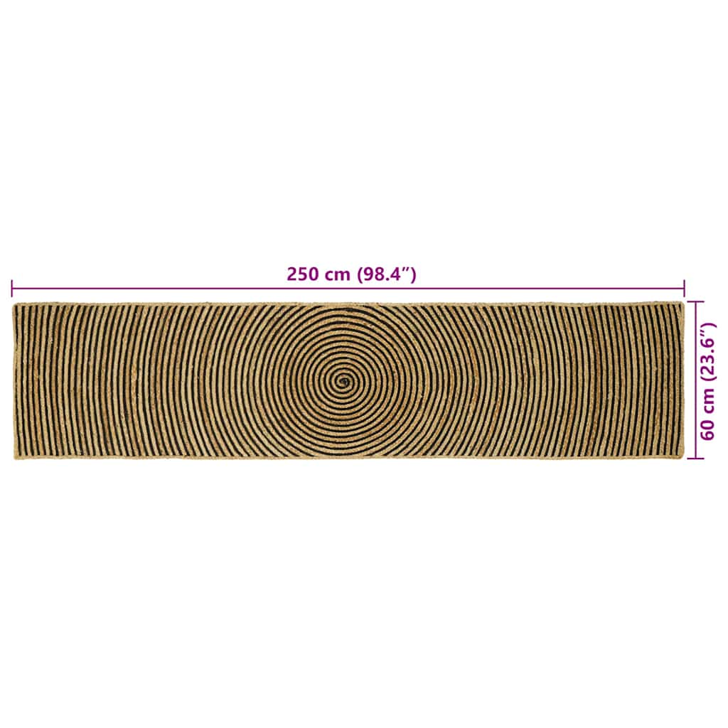 vidaXL Area Rug Black 60 x 250 cm Jute