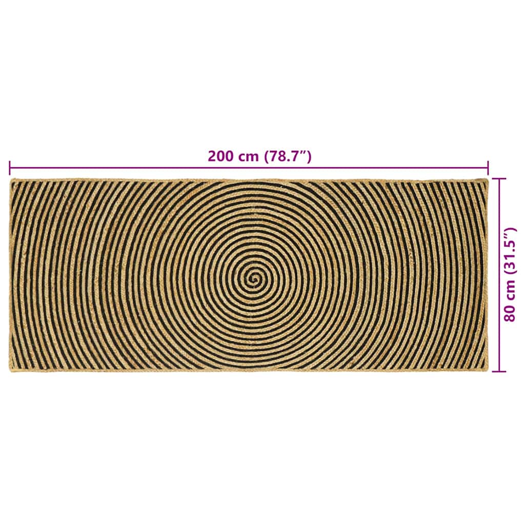 vidaXL Area Rugs Black 80 x 200 cm Jute