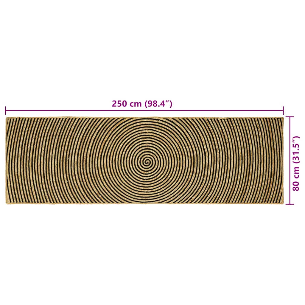 vidaXL Area Rugs Black 80 x 250 cm Jute