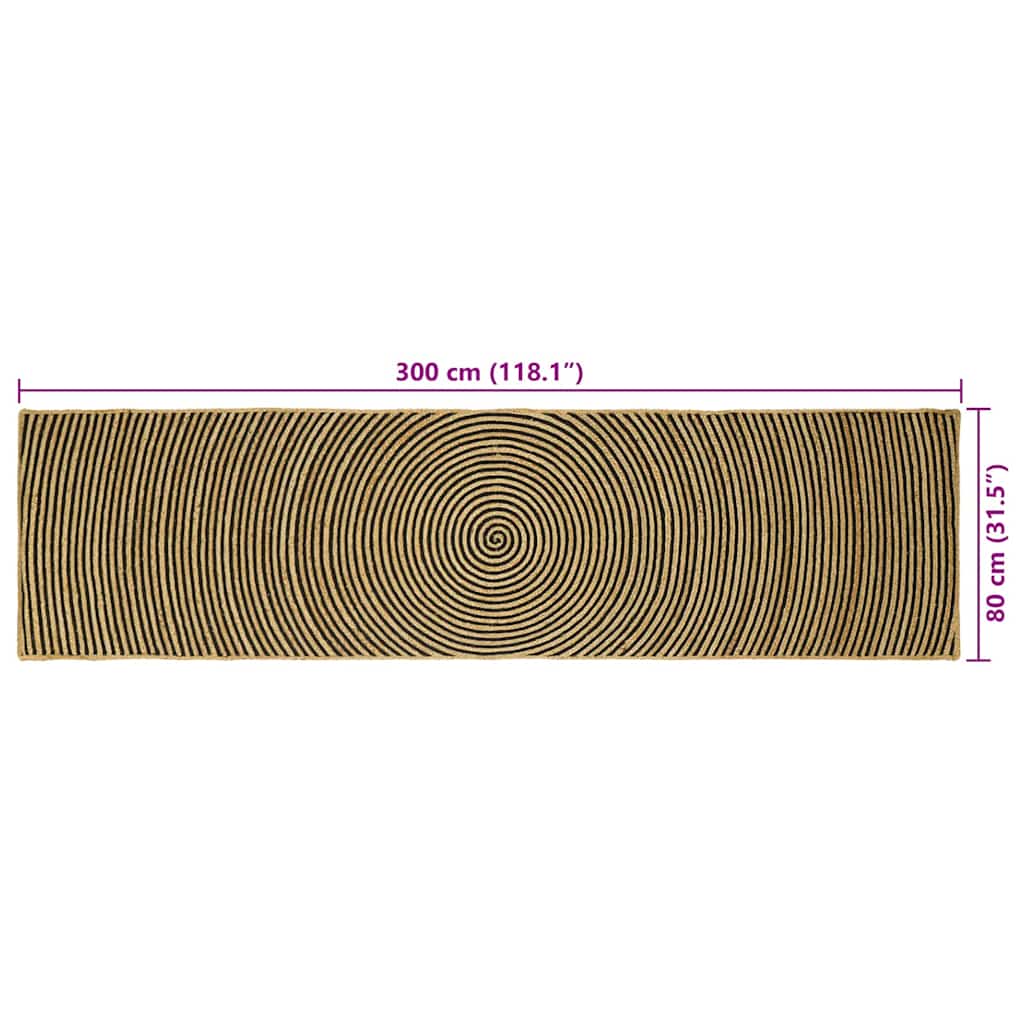 vidaXL Area Rugs Black 80 x 300 cm Jute