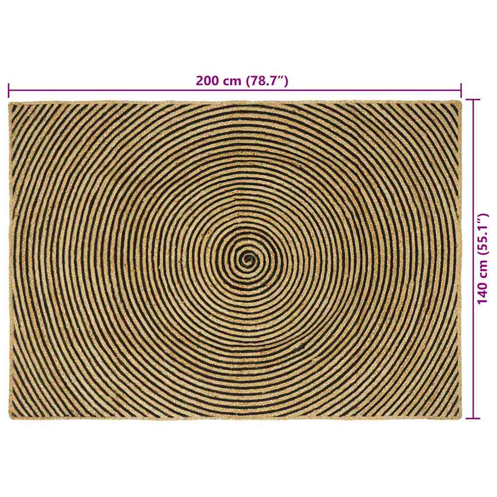 vidaXL Area Rugs Black 140 x 200 cm Jute