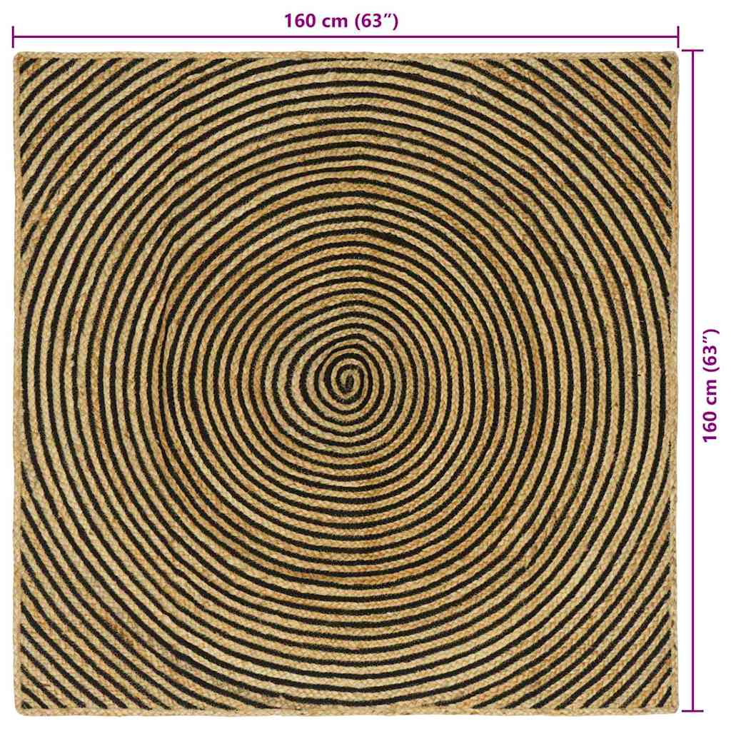 vidaXL Area Rugs Black 160 x 160 cm Jute