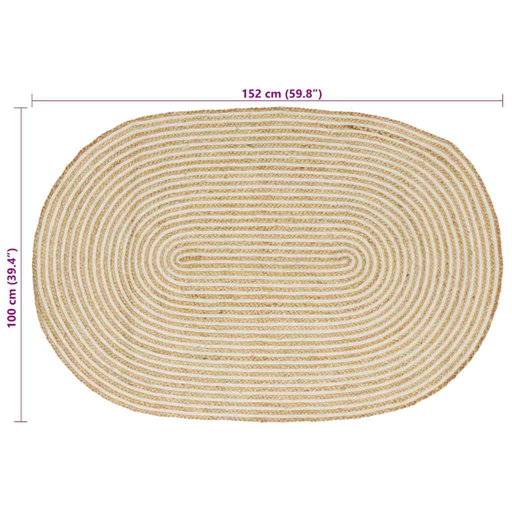 vidaXL Area Rugs Natural and White 100 x 152 cm Jute