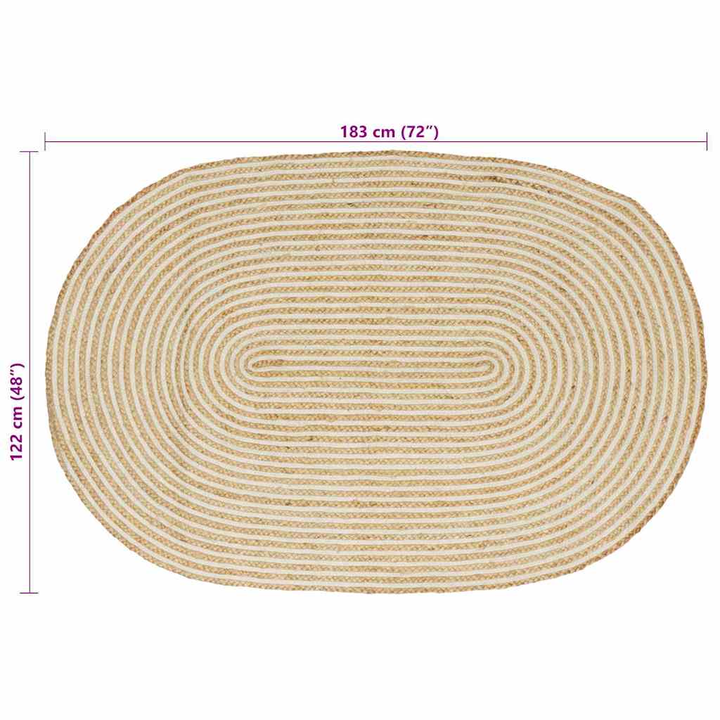 vidaXL Area Rugs Natural and White 122 x 183 cm Jute