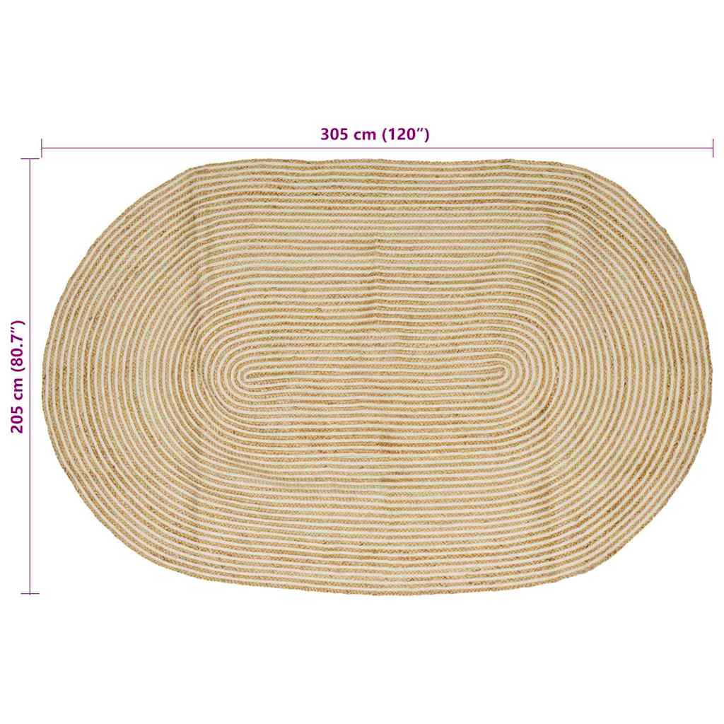 vidaXL Area Rugs Natural and White 205 x 305 cm Jute