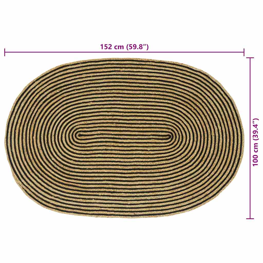 vidaXL Area Rugs Natural and Black 100 x 152 cm Jute