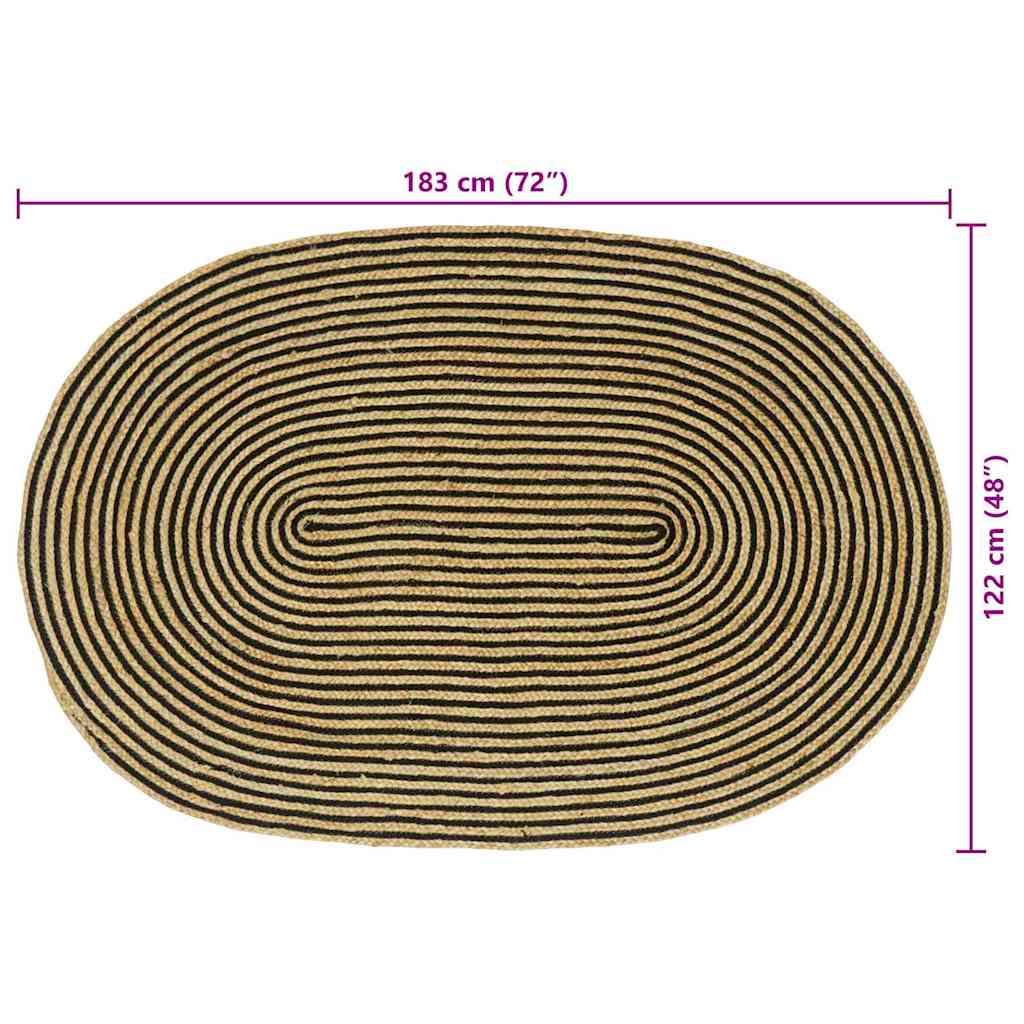 vidaXL Area Rugs Natural and Black 122 x 183 cm Jute