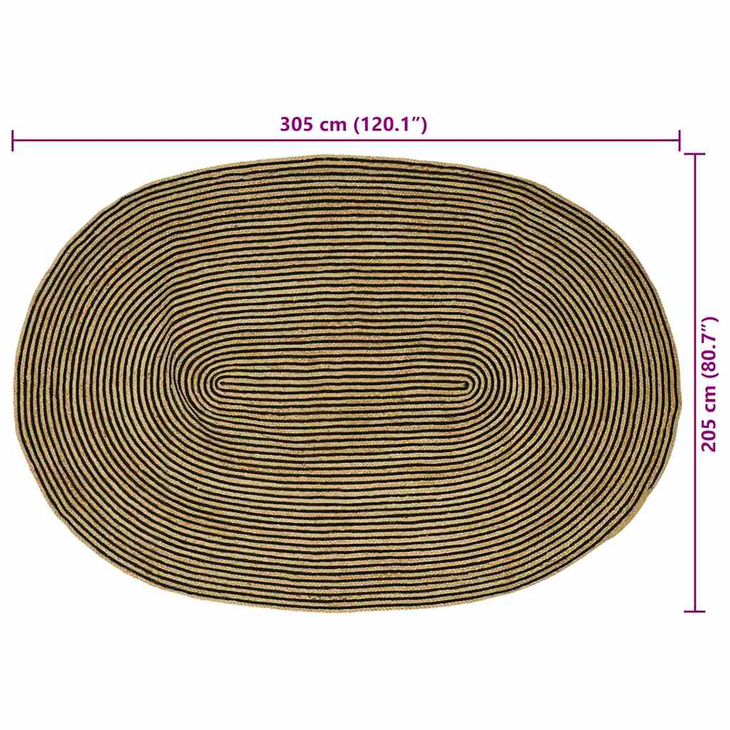 vidaXL Area Rugs Natural and Black 205 x 305 cm Jute