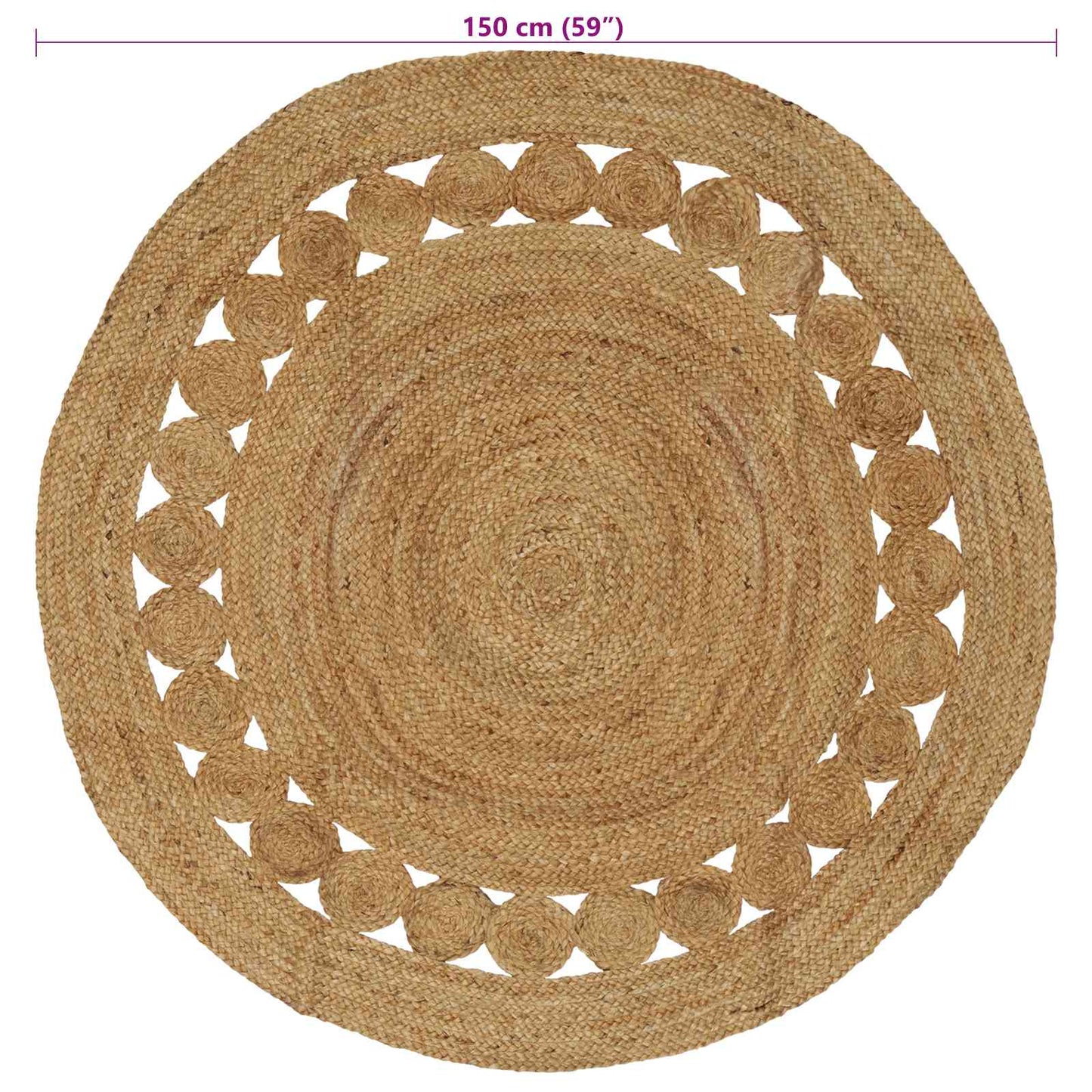 vidaXL Rug Natural Ø 150 cm Jute