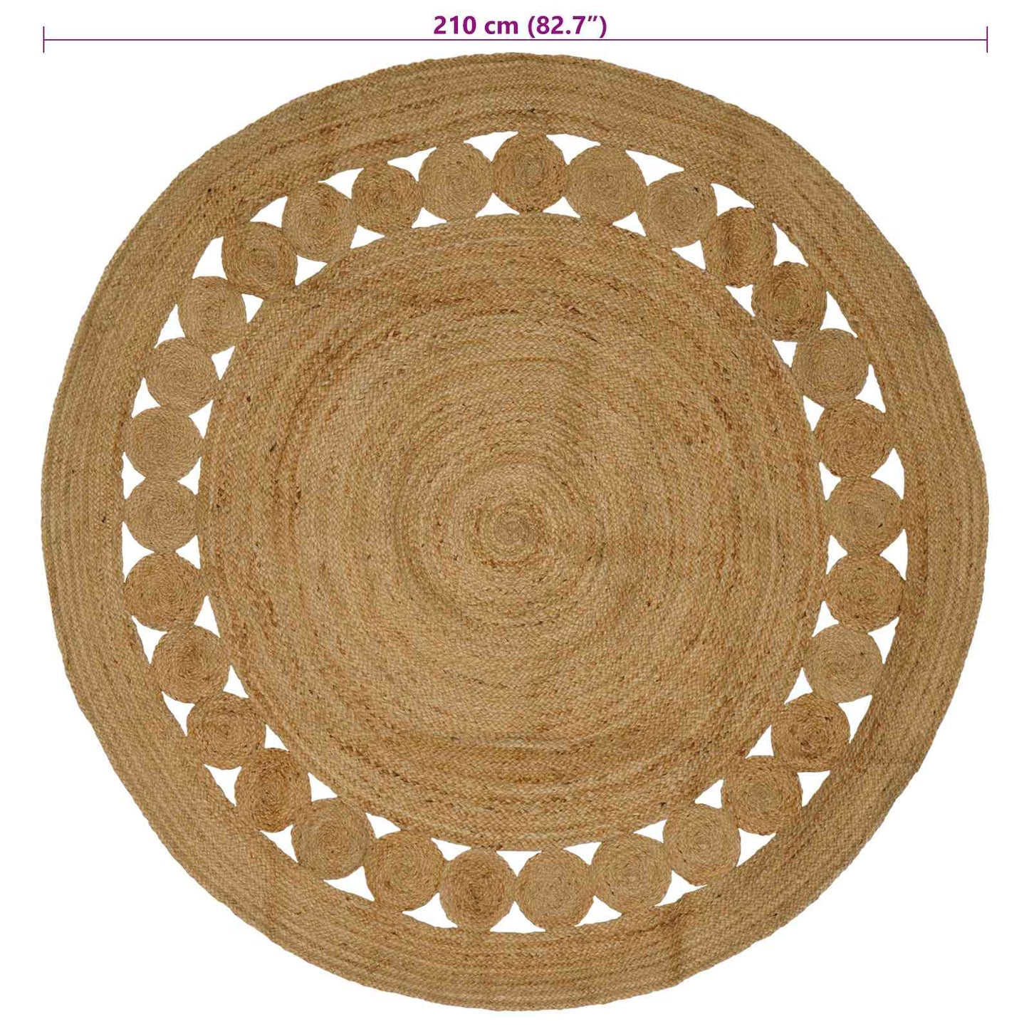 vidaXL Rug Natural Ø 210 cm Jute