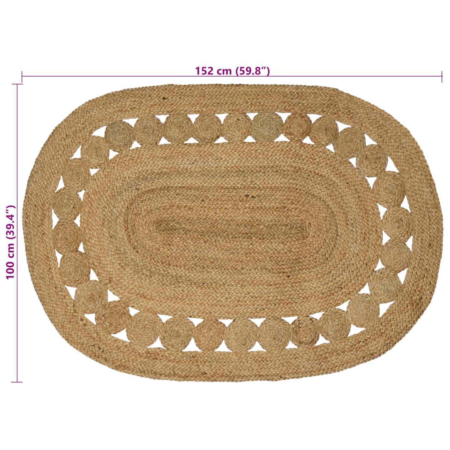 vidaXL Rug Brown 100 x 152 cm Jute