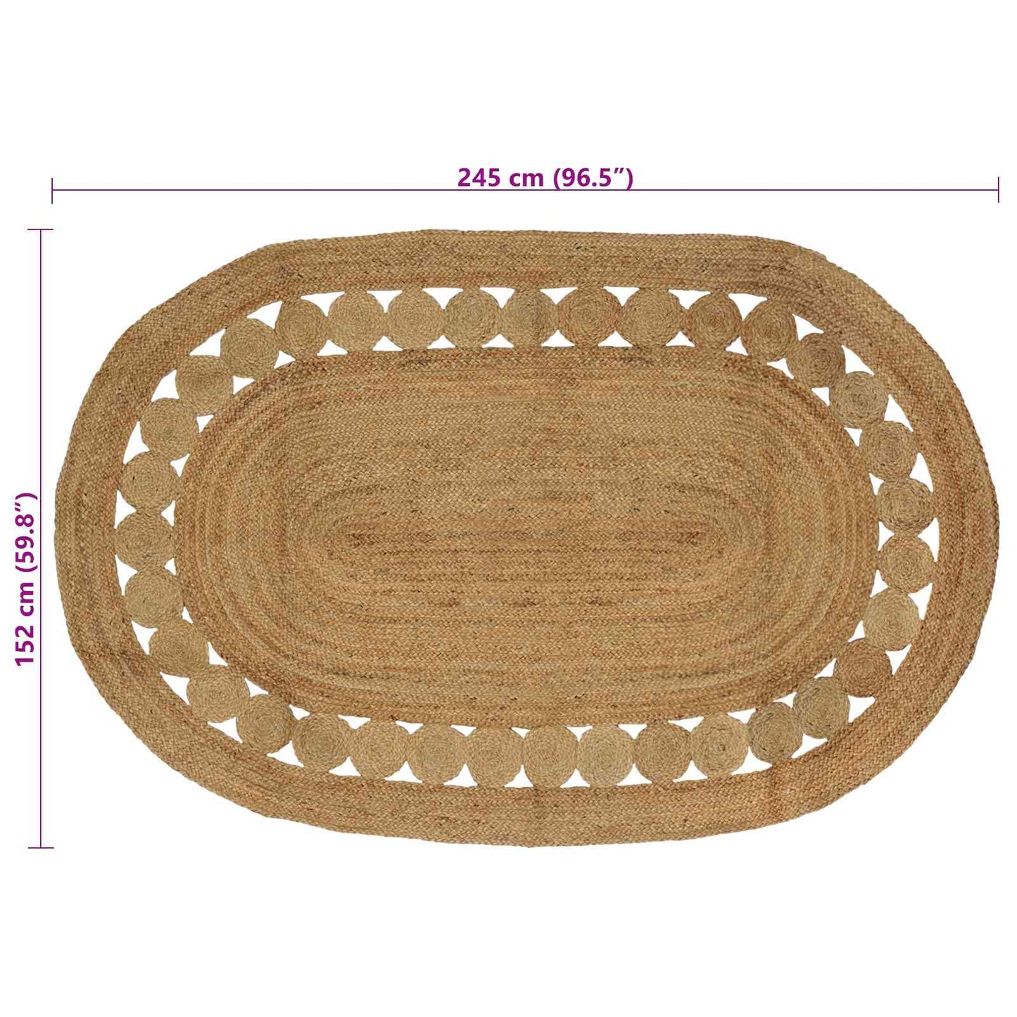 vidaXL Rug Brown 152 x 245 cm Jute