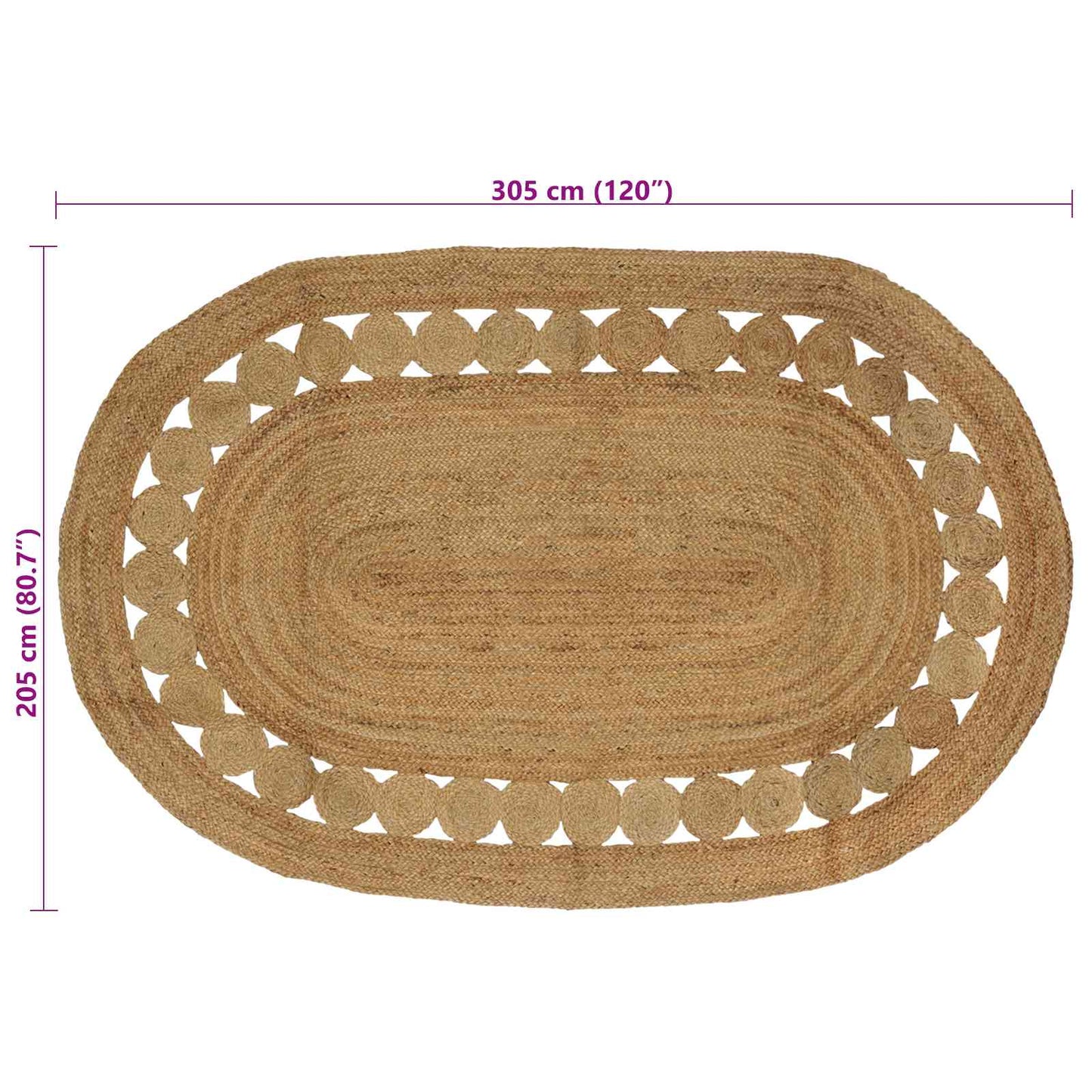 vidaXL Rug Brown 205 x 305 cm Jute