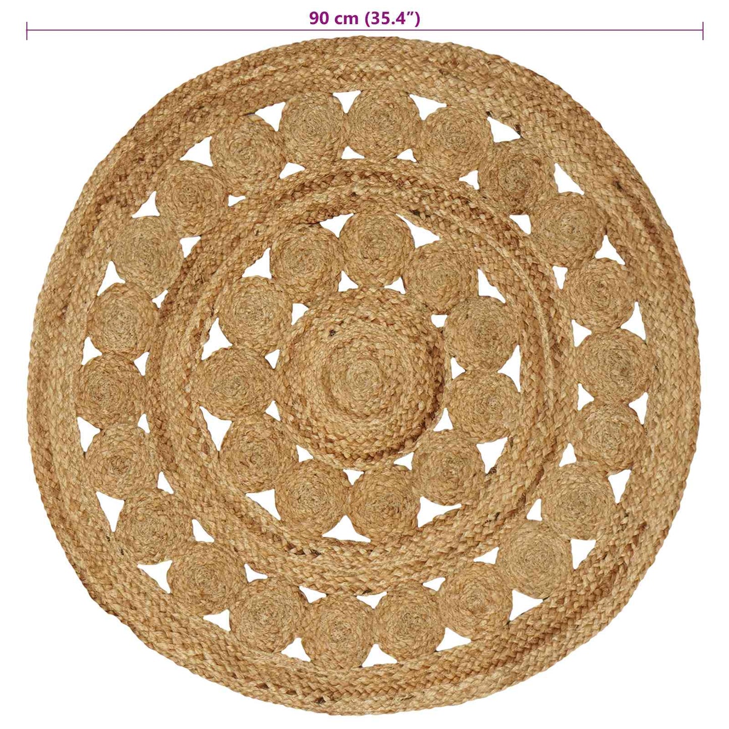 vidaXL Rug Natural Ø 90 cm Jute