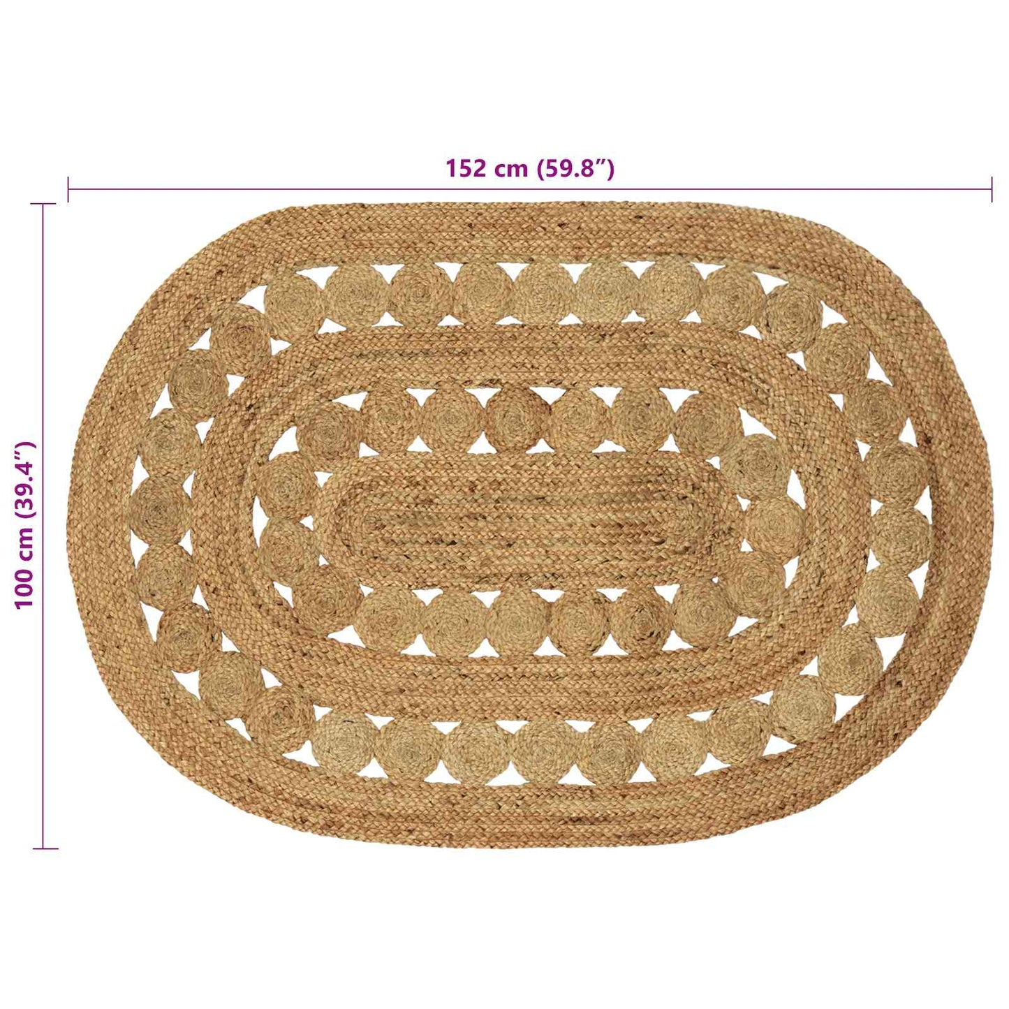 vidaXL Rug Brown 100 x 152 cm Jute