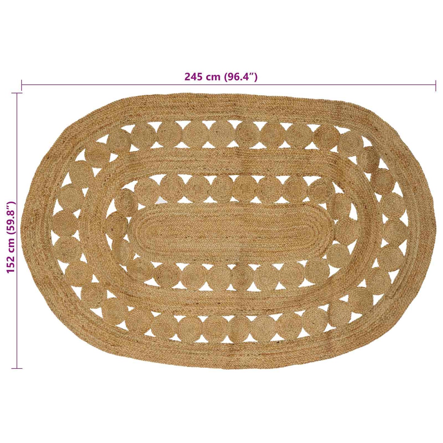 vidaXL Rug Brown 152 x 245 cm Jute