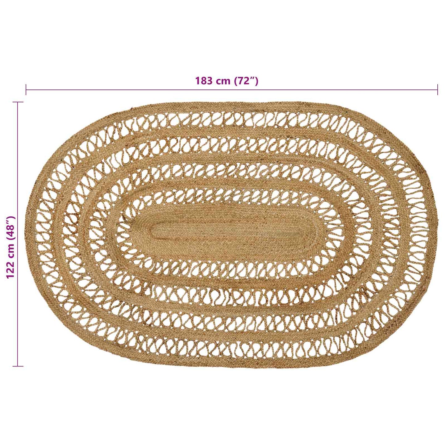 vidaXL Area Rugs Natural 122 x 183 cm Jute