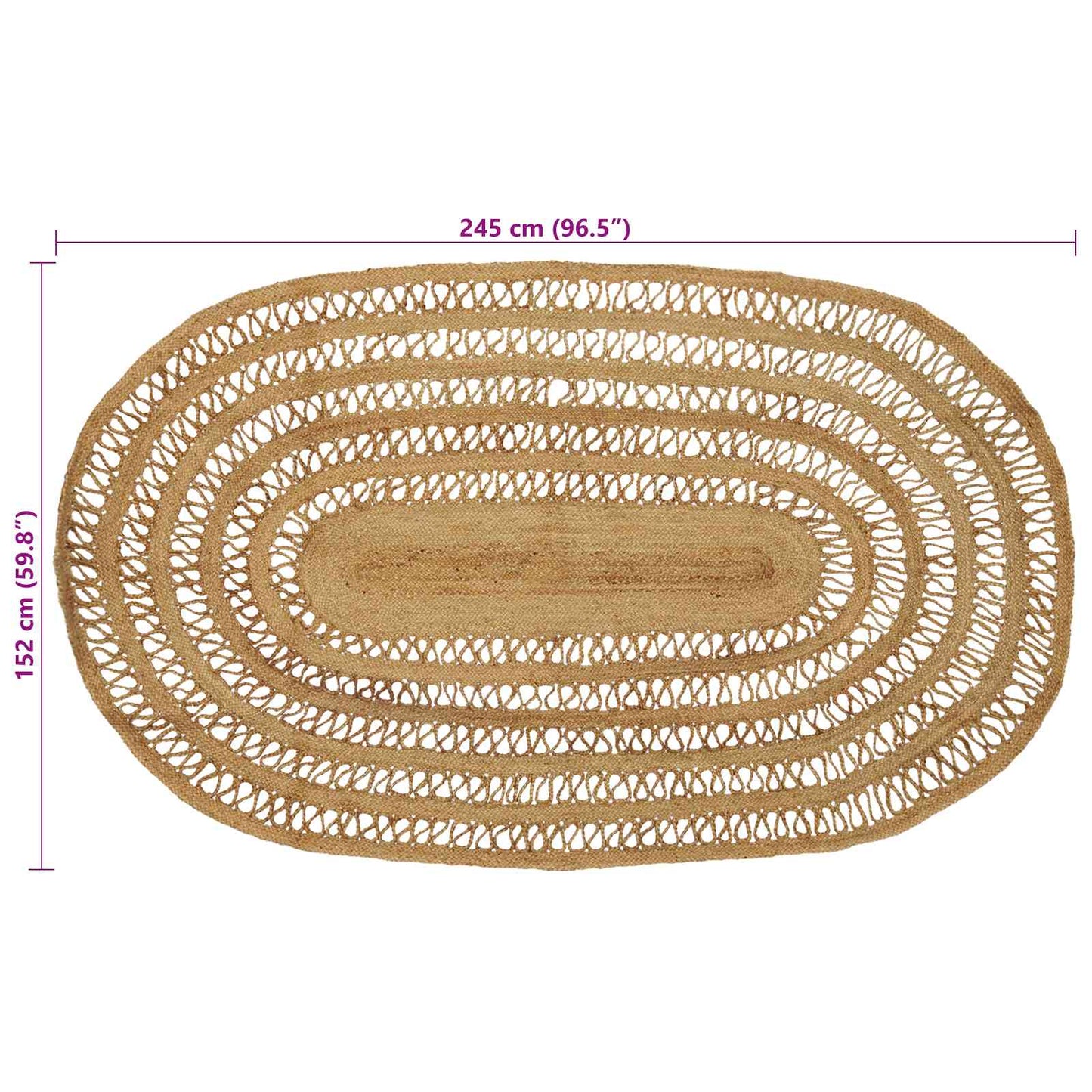 vidaXL Rug Brown 152 x 245 cm Jute