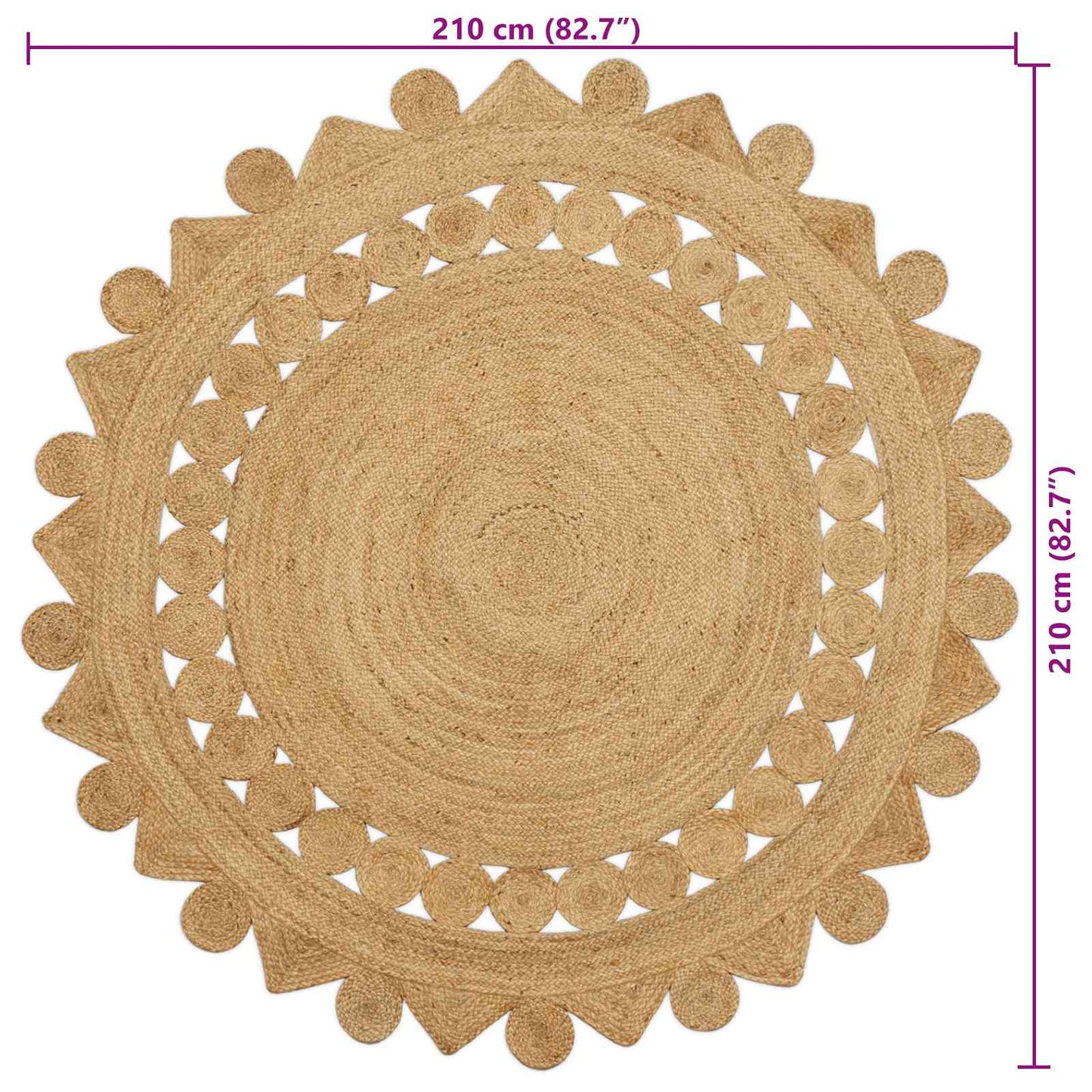 vidaXL Area Rugs Natural Ø 210 cm Jute