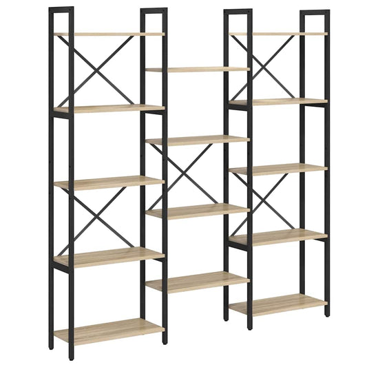 vidaXL Bookshelf 156 x 25 x 167 cm Engineered Wood Sonoma Oak