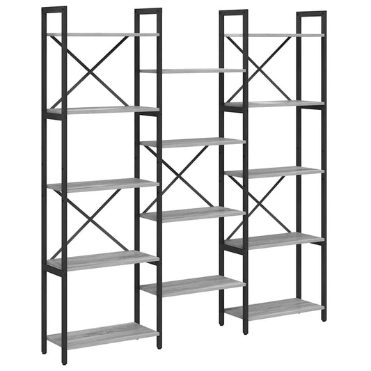 vidaXL Bookshelf 156 x 25 x 167 cm Engineered Wood Grey sonoma