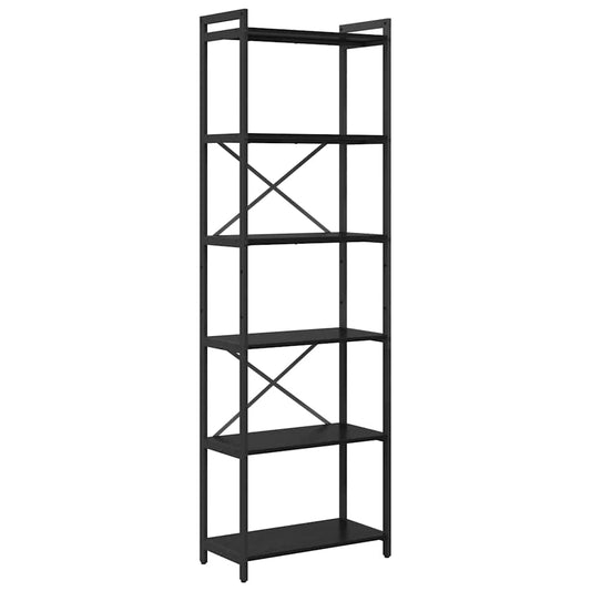 vidaXL Bookshelf 60 x 30 x 189.5 cm Engineered Wood Black Oak