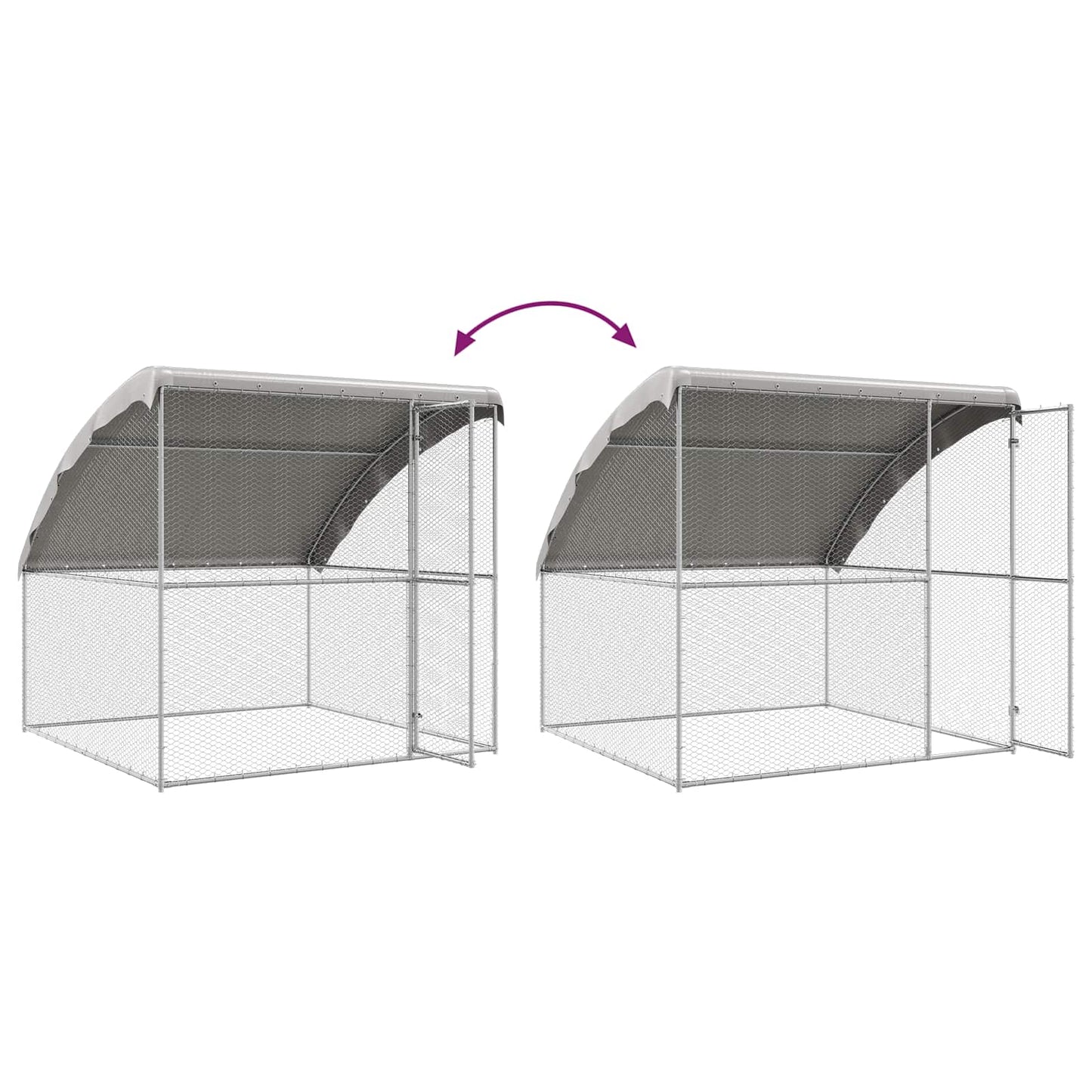 vidaXL Chicken Cage 4 pcs Silver 800 x 200 x 200 cm Steel and PE