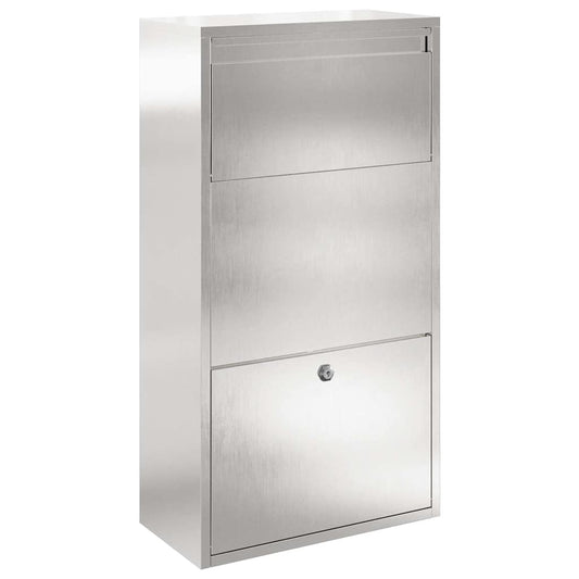 vidaXL Parcel Drop Box Silver 44 x 22 x 82 cm Stainless Steel