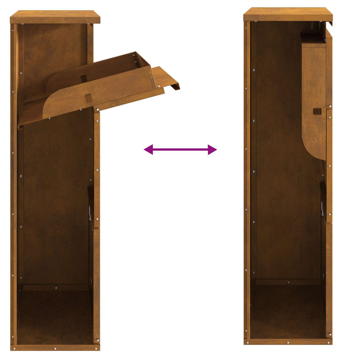 vidaXL Parcel Drop Box Rusty 44 x 22 x 82 cm Weathering Steel