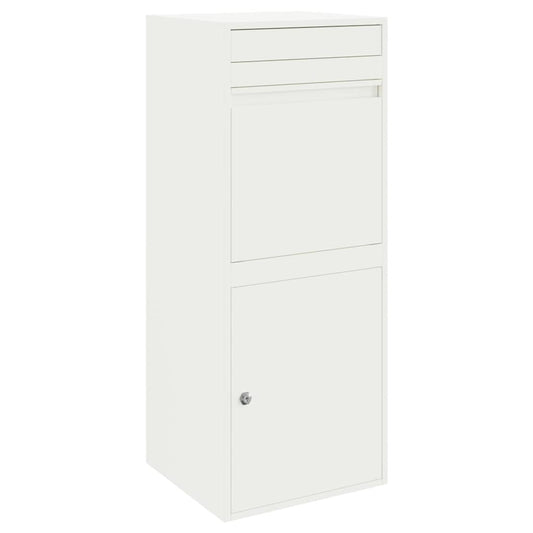 vidaXL Parcel Drop Box with Storage White 41 x 38 x 103 cm Steel