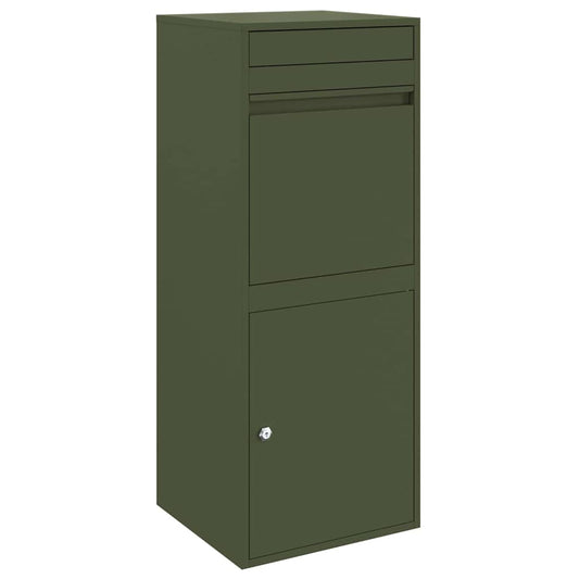 vidaXL Parcel Drop Box with Storage Olive green 41 x 38 x 103 cm Steel