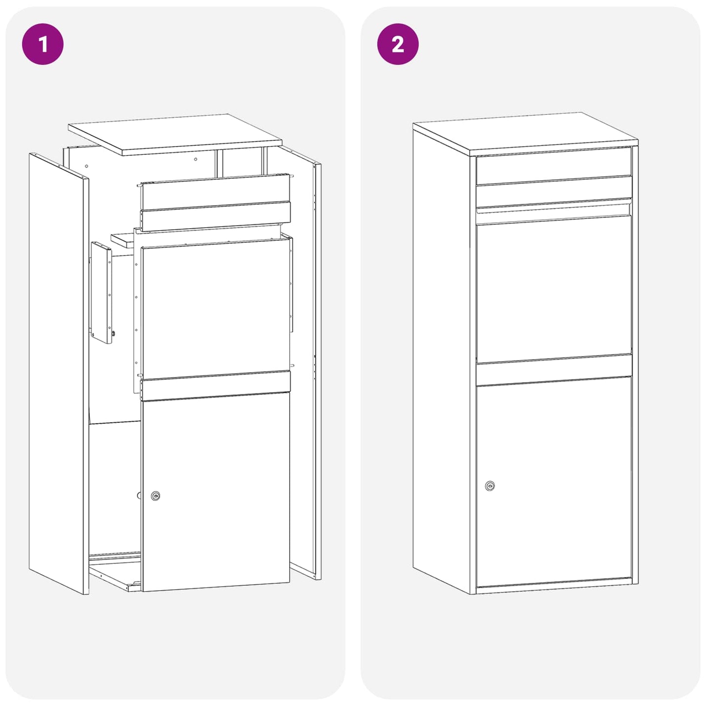 vidaXL Parcel Drop Box Silver 41 x 38 x 103 cm Galvanised Steel