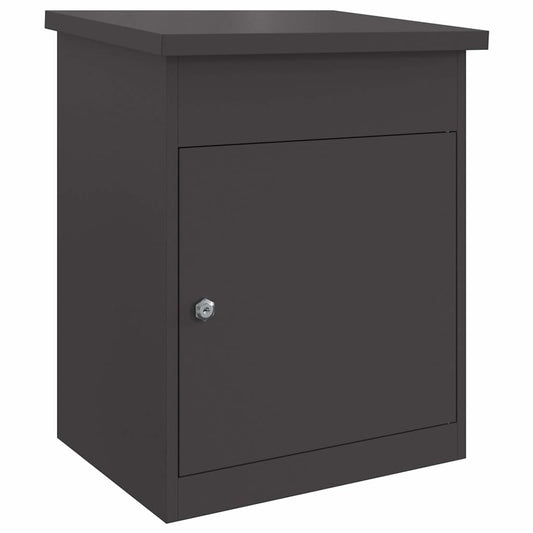 vidaXL Parcel Drop Box with Storage Black 47.5 x 38 x 59 cm Steel
