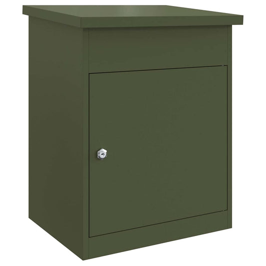 vidaXL Parcel Drop Box with Door Olive green 47.5 x 38 x 59 cm Steel