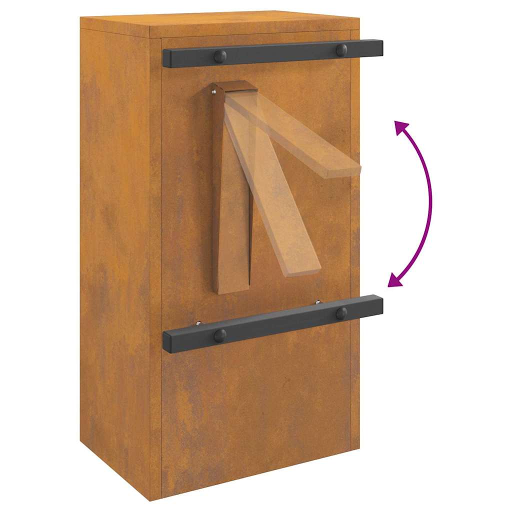 vidaXL Mailbox with Storage Rusty 30 x 20 x 55 cm Weathering Steel