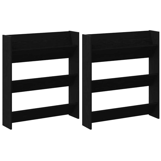 vidaXL Shoe Cabinet 2 pcs 86 x 18 x 90 cm Engineered Wood Black Oak