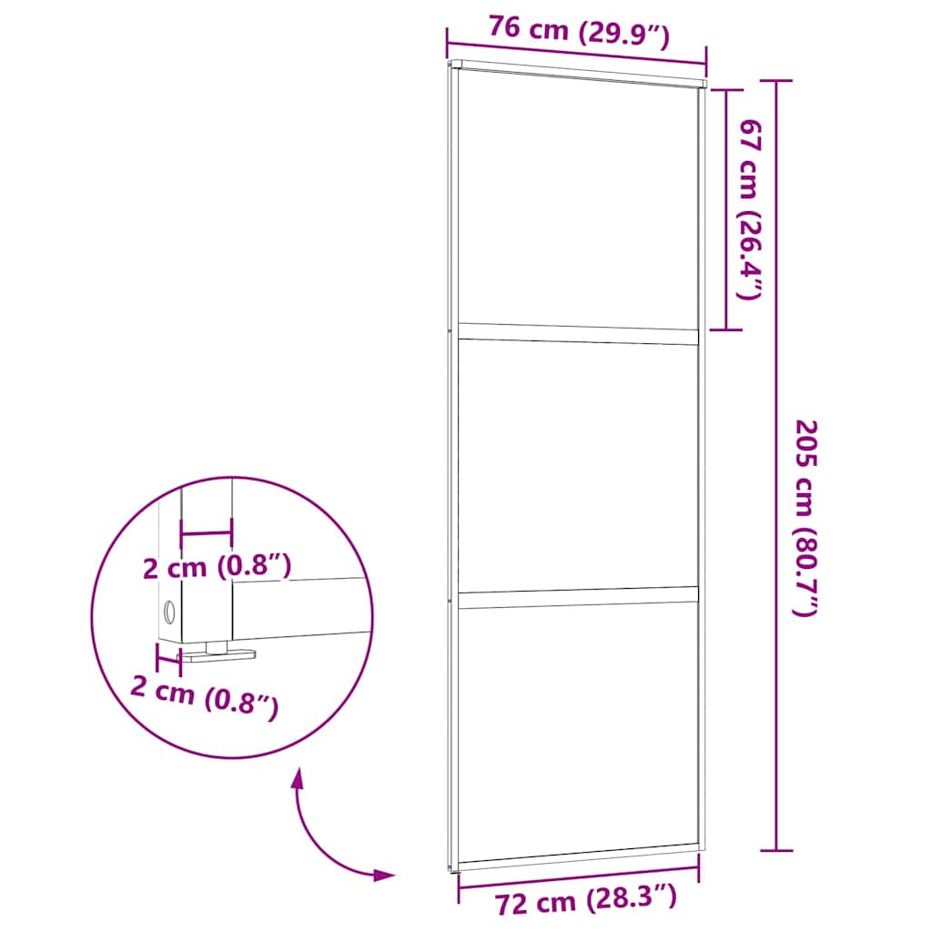 vidaXL Glass Door Fretwork Black 76 x 2 x 205 cm Aluminium