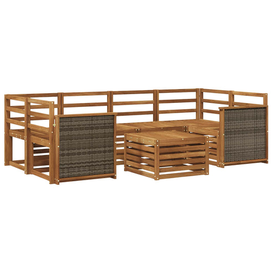 vidaXL Outdoor Sofa Set 7 pcs Natural Solid Acacia Wood