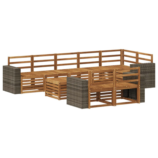 vidaXL Outdoor Sofa Set 9 pcs Natural Solid Acacia Wood