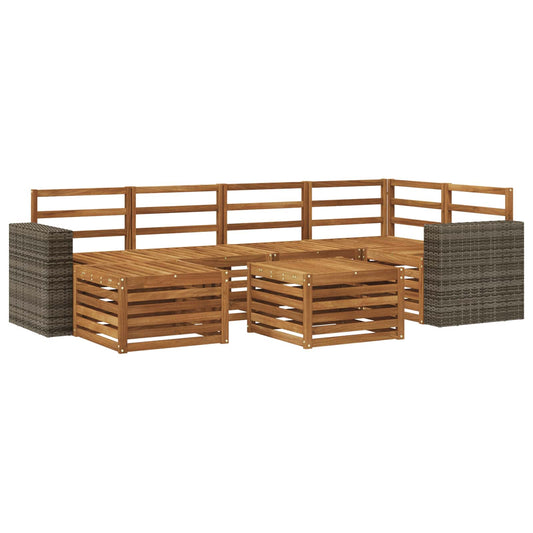 vidaXL Outdoor Sofa Set 7 pcs Natural Polyester