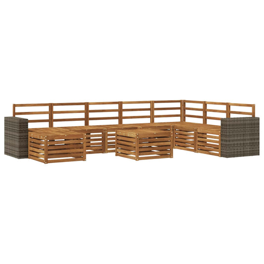 vidaXL Outdoor Sofa Set 9 pcs Natural Solid Acacia Wood