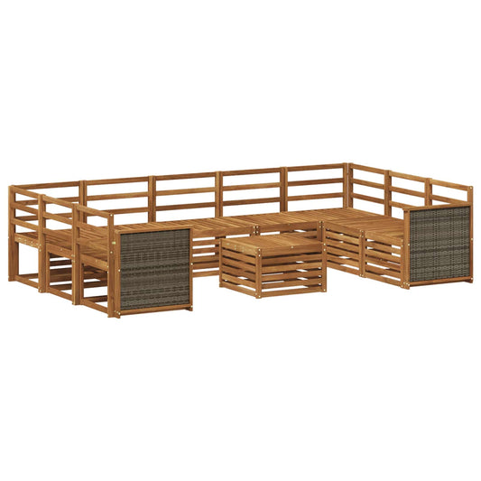 vidaXL Outdoor Sofa Set 10 pcs Natural Solid Acacia Wood